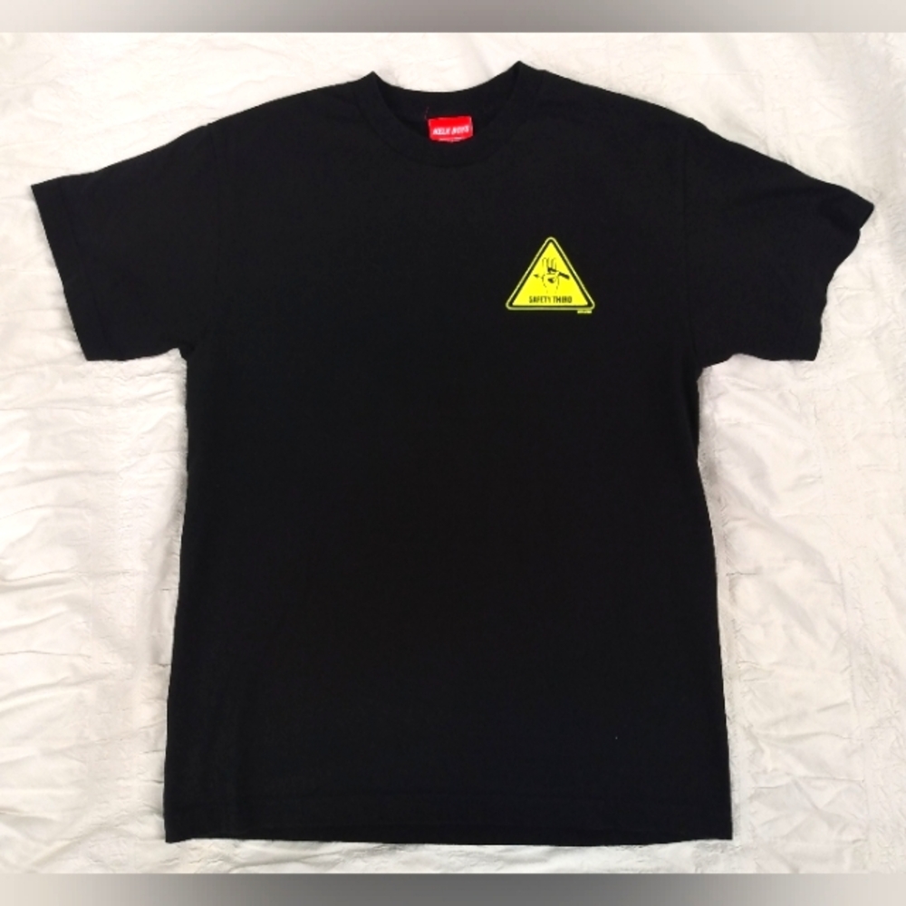 NELK BOYS FULL SEND Safety Third Hazard T-Shirt Tee Black n Yellow Mediu…